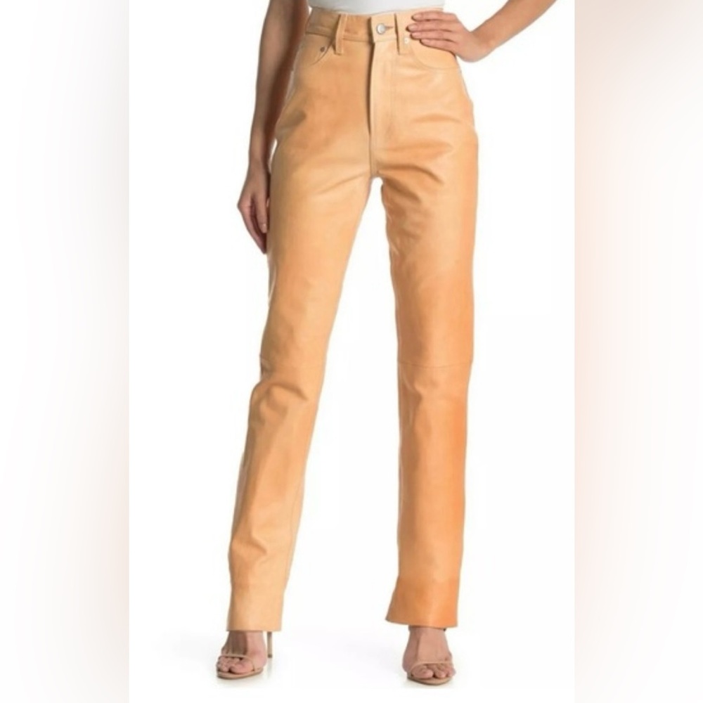 NWT Helmut Lang Leather Pants Femme Hi Bootcut / Straight Leg - Picture 3 of 12